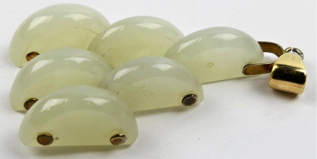 14K YG WHITE JADE DANGLE MOVEABLE PENDANT (1 of 2)