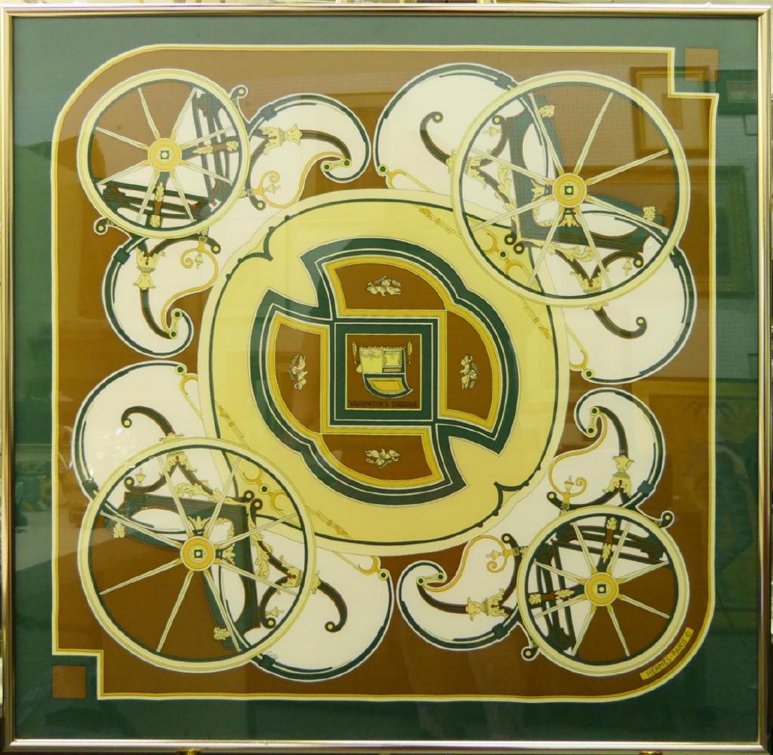 HERMES SILK "WASHINGTON'S CARRIAGE" SCARF FRAMED (1 of 4)