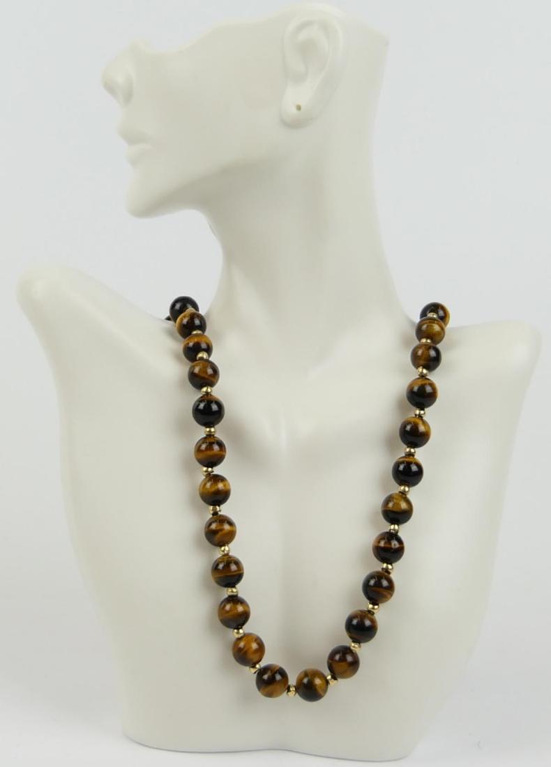 TIGER'S EYE 14K GOLD BEADED OPERA LENGTH NECKLACE (1 of 3)