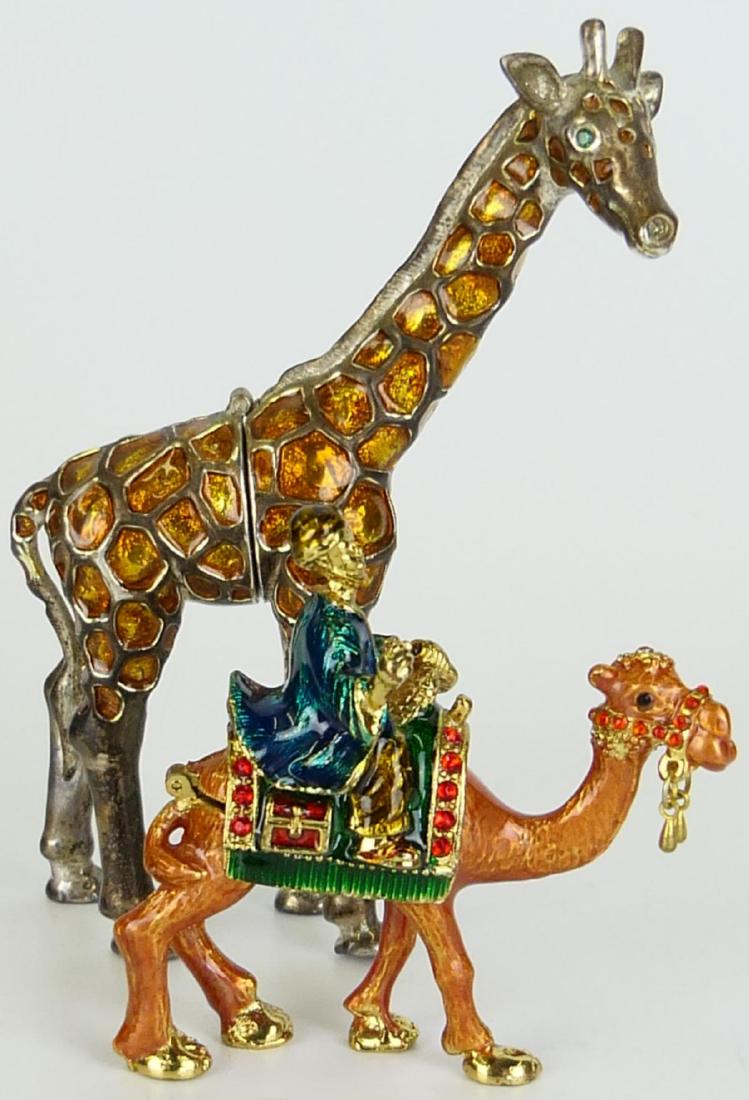 2 GOLD METAL ENAMEL JEWELED ANIMAL TRINKET BOXES (1 of 5)