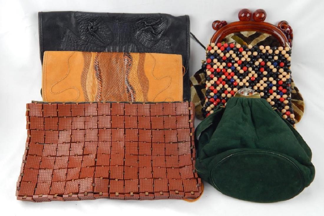 6 Vtg BAKELITE LUCITE LEATHER HANDBAG PURSES (1 of 7)