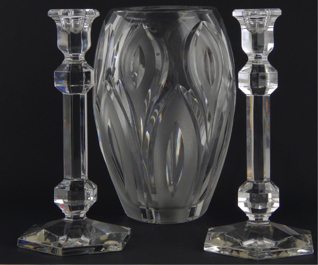 3 PIECE VAL ST LAMBERT CLEAR FROSTED CRYSTAL ITEMS (1 of 8)
