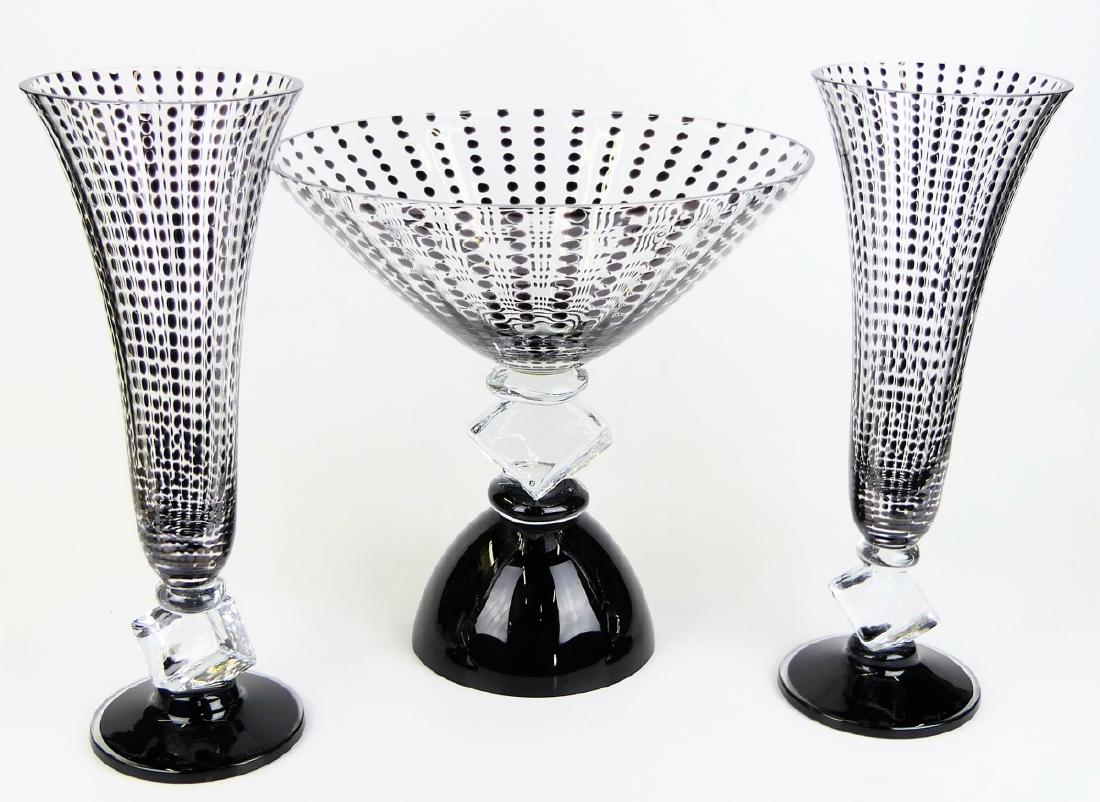 3pc CHIP SCARBOROUGH STUDIO GLASS GARNITURE SET (1 of 6)
