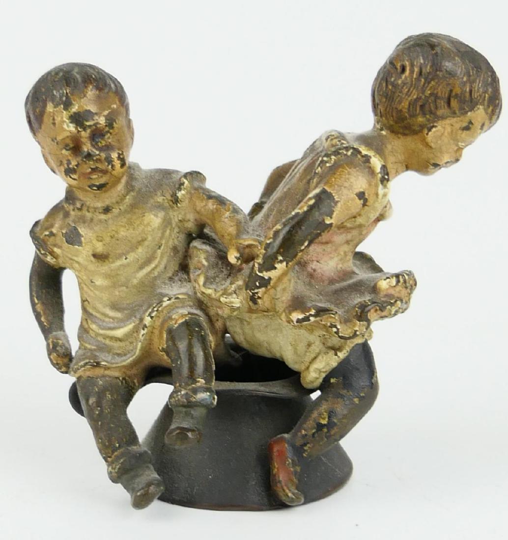 ANTIQUE COLD PAINTED BRONZE CHILDREN FIGURINE (1 of 6)