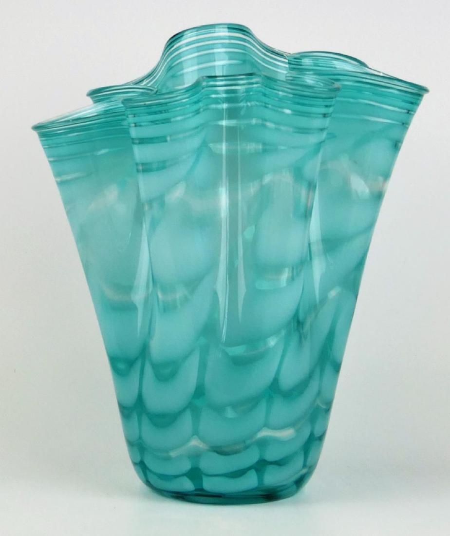 LARGE MURANO RUFFLED GLASS VASE