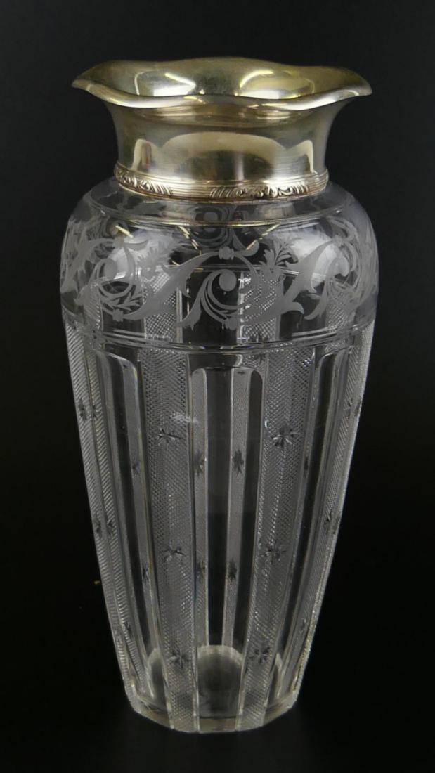 1921 GORHAM STERLING SILVER & CUT CRYSTAL VASE (1 of 7)