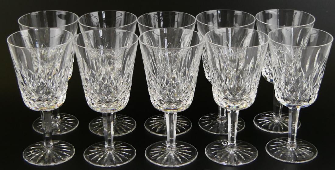 10 WATERFORD "LISMORE" CRYSTAL WATER GOBLETS (1 of 5)