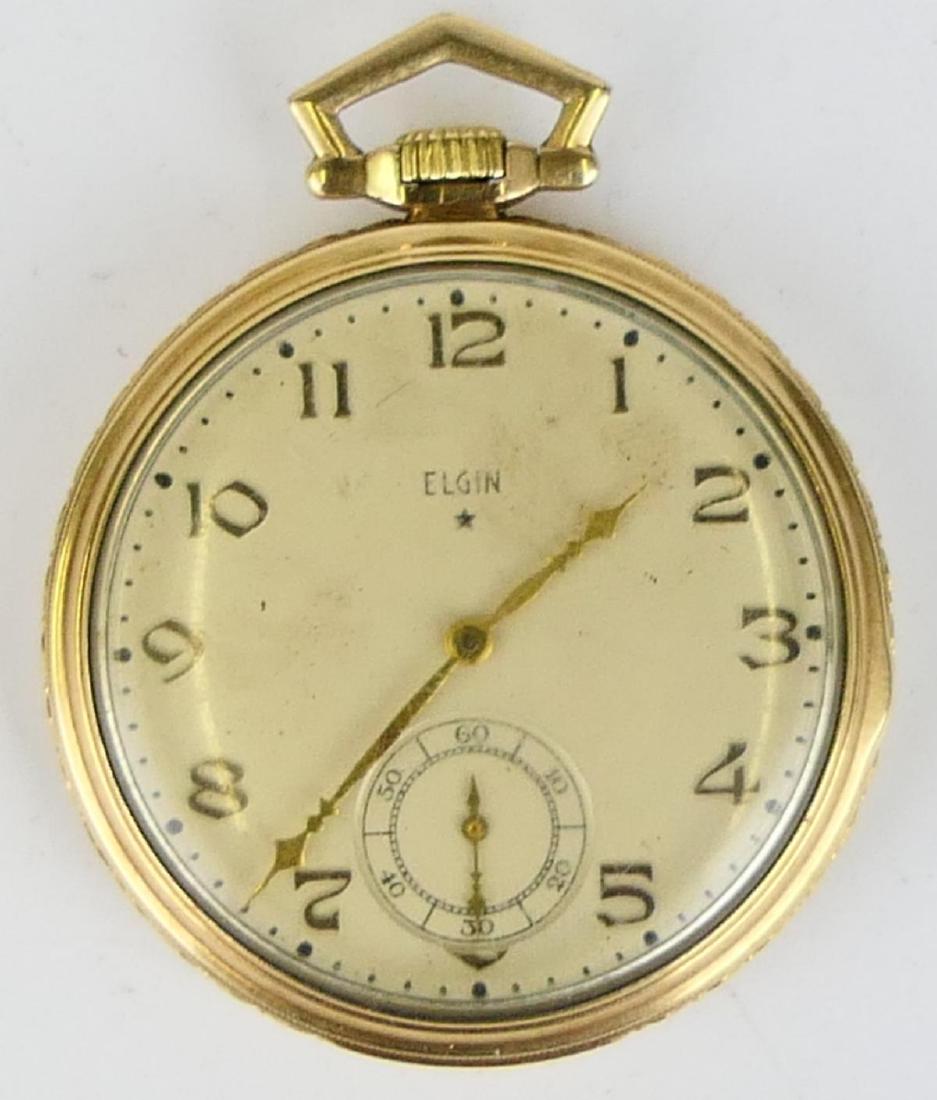 1938 ELGIN GOLD FILLED 15J OPEN FACE POCKET WATCH