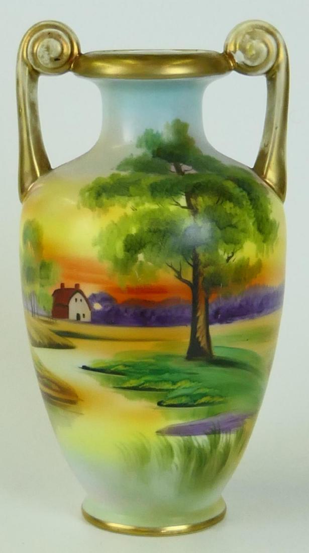 NIPPON JAPAN HAND PAINTED SCENIC AMPHORA VASE (1 of 7)