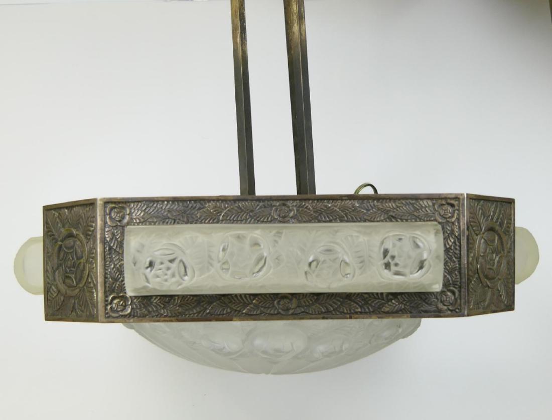 EXQUISITE DEGUE FRENCH METAL & GLASS CHANDELIER (1 of 10)