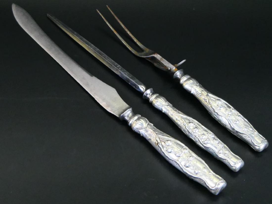 3pc WHITING LILY OF THE VALLEY SILVER CARVING SET (1 of 4)