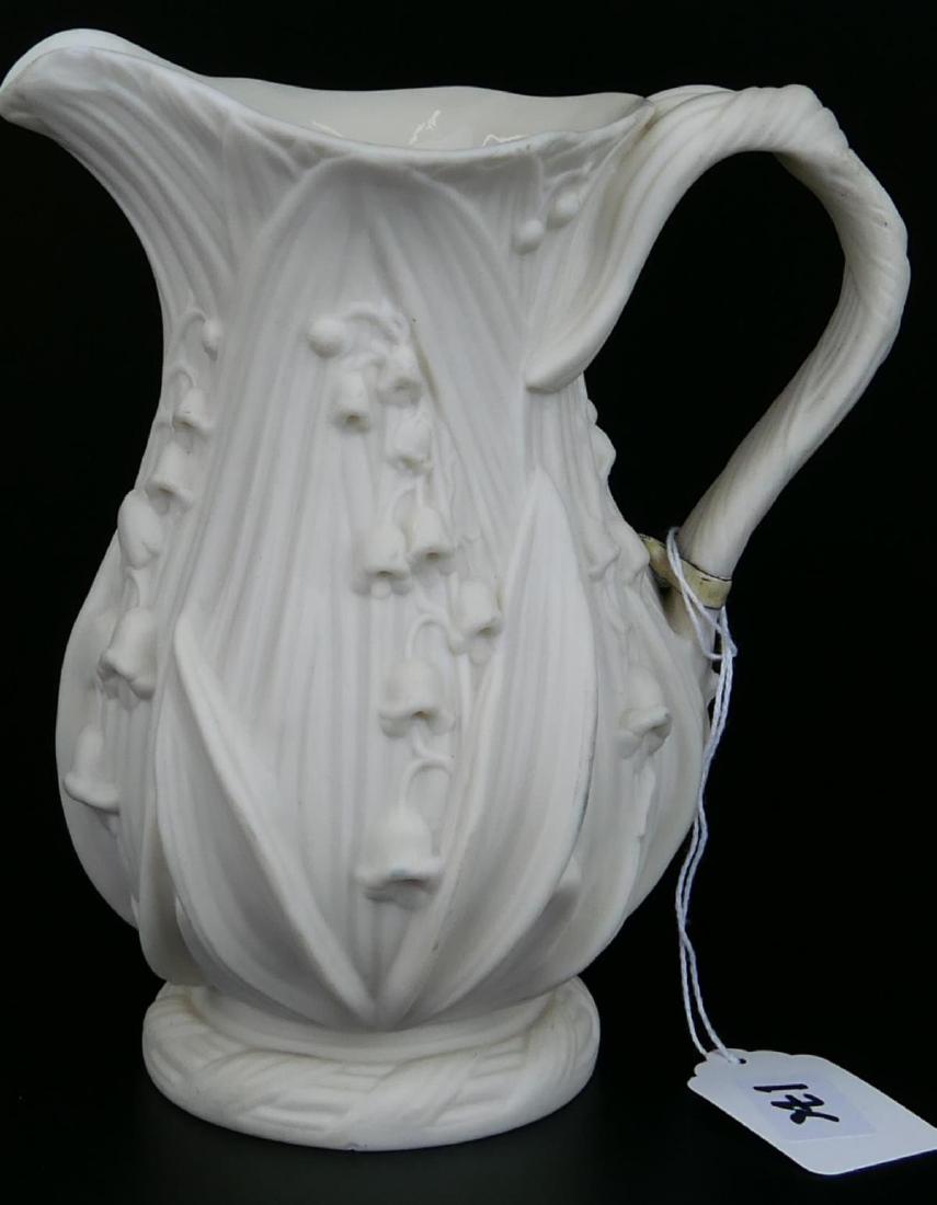 ANTIQUE COPELAND PARIAN PORCELAIN FLORAL PITCHER (1 of 7)