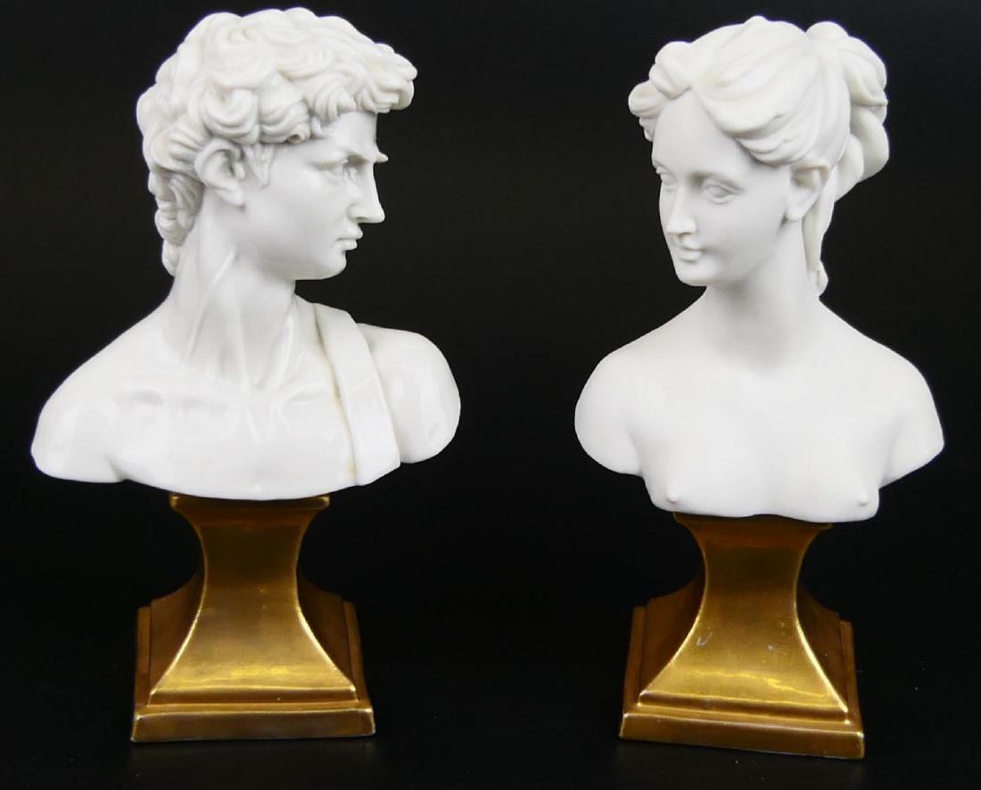 Pr CAPODIMONTE BISQUE GILT BASE CLASSICAL BUSTS (1 of 7)