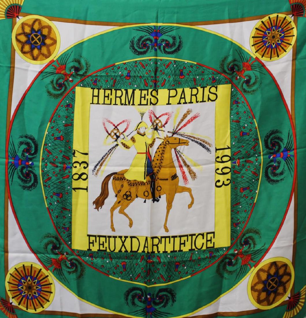 HERMES "FEUXD ARTIFICE" SILK SCARF 36" X 36" (1 of 4)