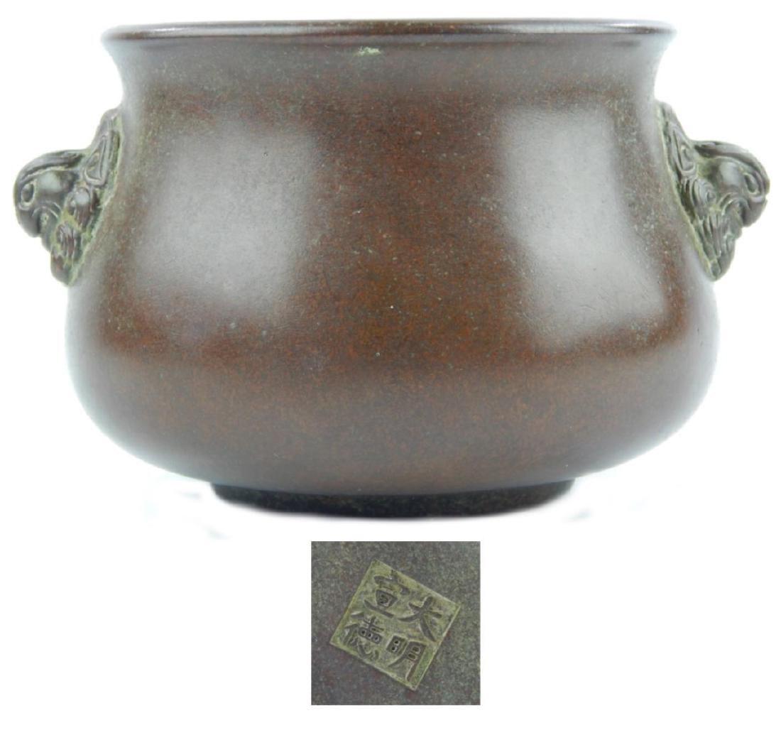 CHINESE XUANDE FOO LIONS BRONZE CENSER BOWL (1 of 6)