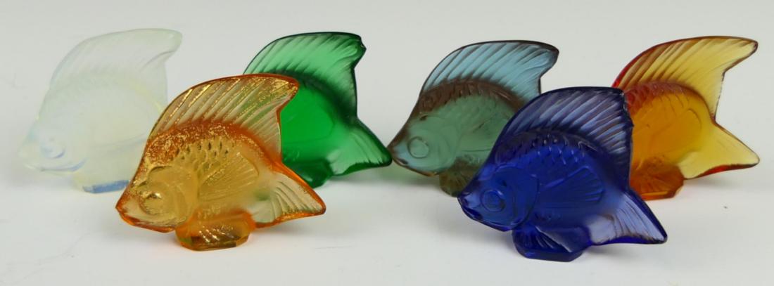 6 LALIQUE FRENCH CRYSTAL MULTICOLOR FISH SCULPTURE (1 of 2)
