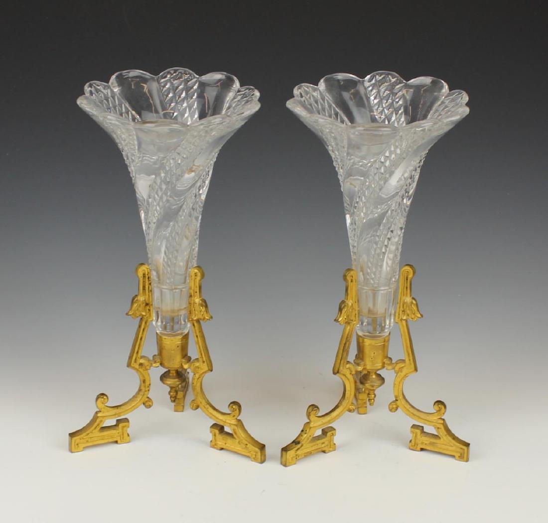 Pr BACCARAT DORE BRONZE MOUNTED CRYSTAL VASES (1 of 9)