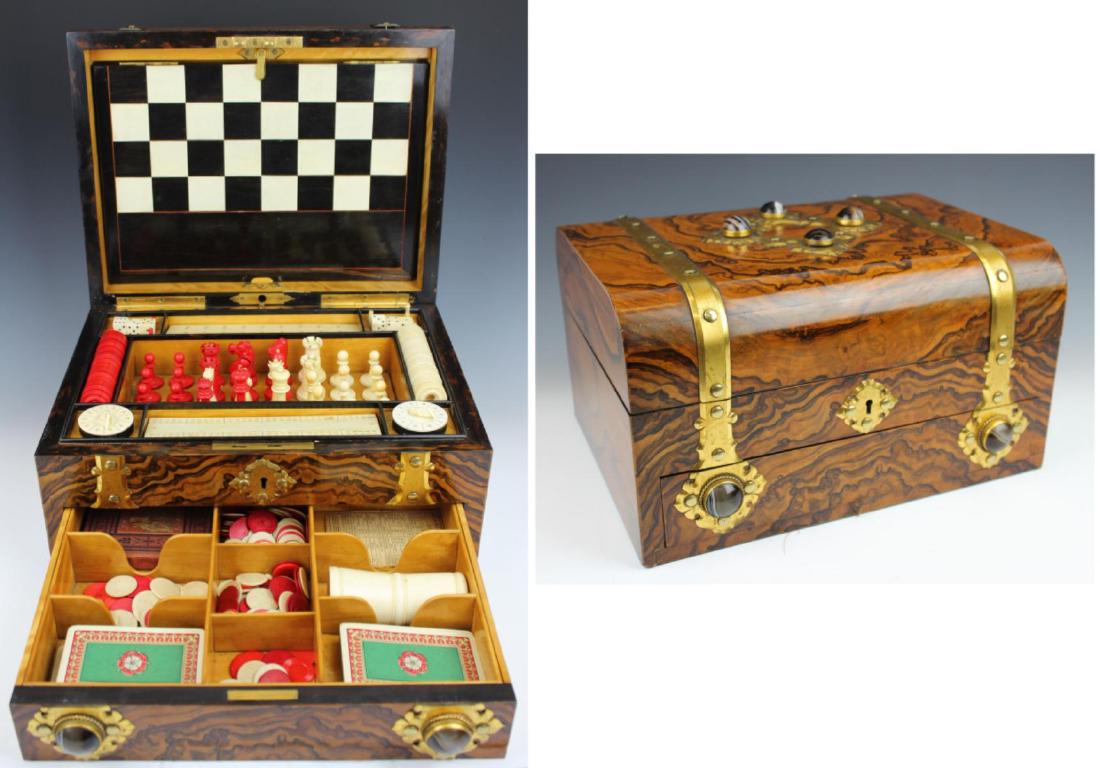 ANTIQUE ENGLISH MAPPIN & WEBB BURLWOOD GAME BOX (1 of 13)