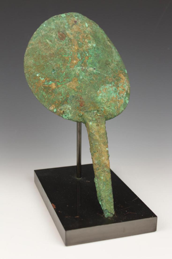 ANTIQUE AFGHANISTAN BRONZE HAND FAN w STAND (1 of 4)