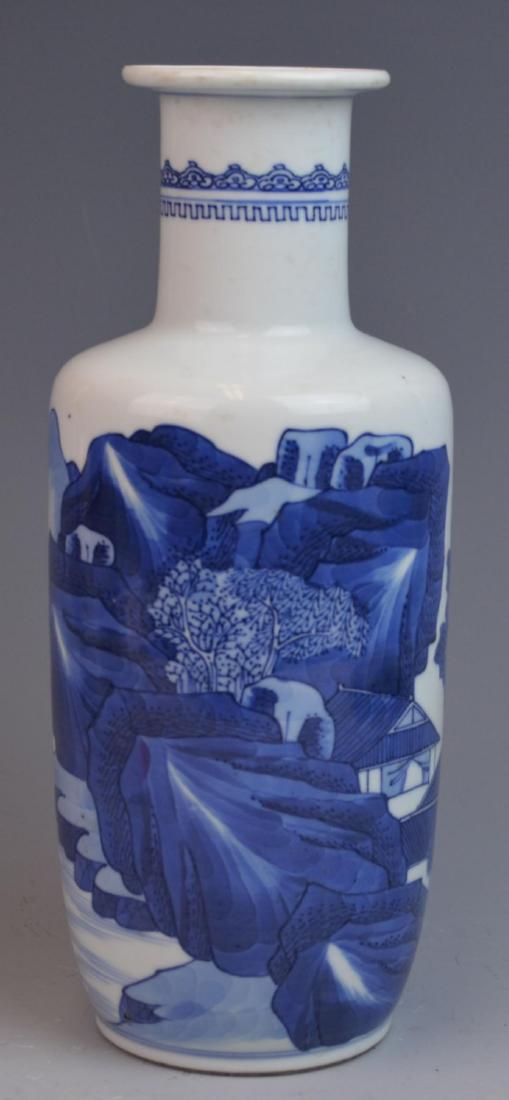 ANTIQUE CHINESE HAND PAINTED BLUE & WHITE VASE (1 of 7)