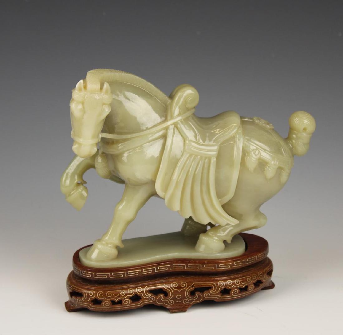 CHINESE CELADON JADE CARVED HORSE SCULPTURE (1 of 7)