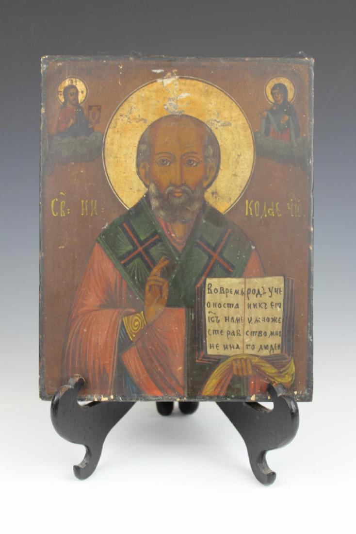 ANTIQUE RUSSIAN RELIGOUS ICON WOODEN PLAQUE (1 of 5)
