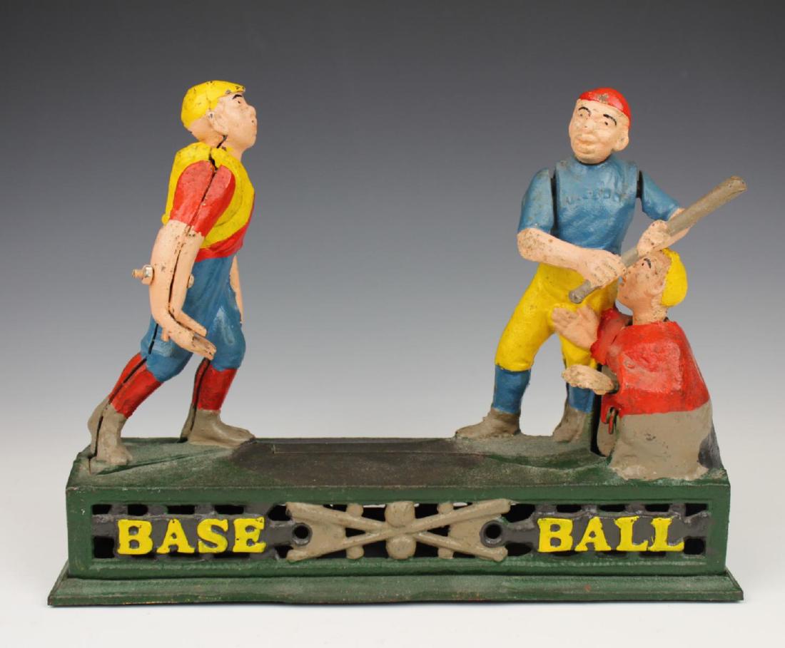 VINTAGE CAST IRON TOY BASEBALL BANK (1 of 5)