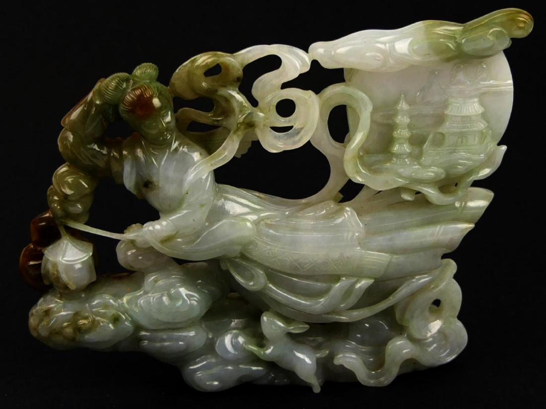 CHINESE WHITE JADEITE FLYING QUAN YIN CARVING (1 of 12)