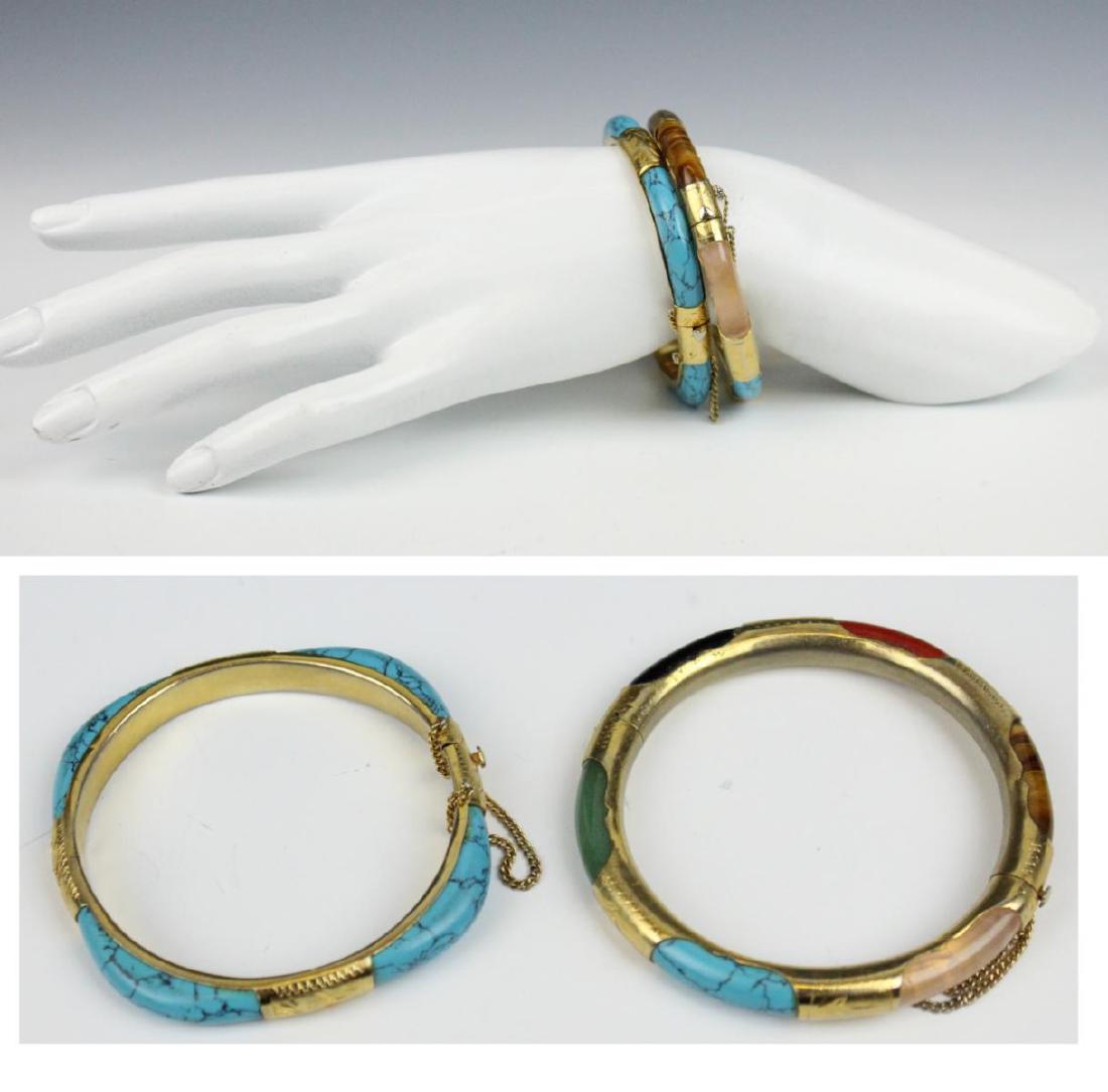 PAIR OF VINTAGE ASIAN BRACELETS WITH TURQUOISE (1 of 6)