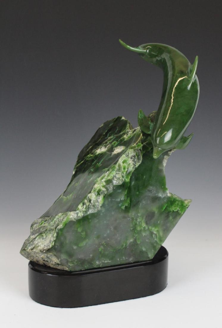 LYLE SOPEL CANADIAN NEPHRITE JADE DOLPHIN FIGURE (1 of 6)