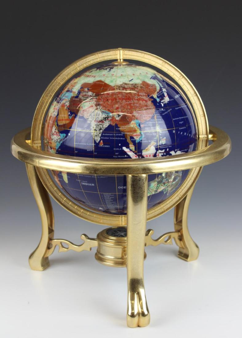 MULTI SEMI-PRECIOUS STONE INLAID ROTATING GLOBE (1 of 2)