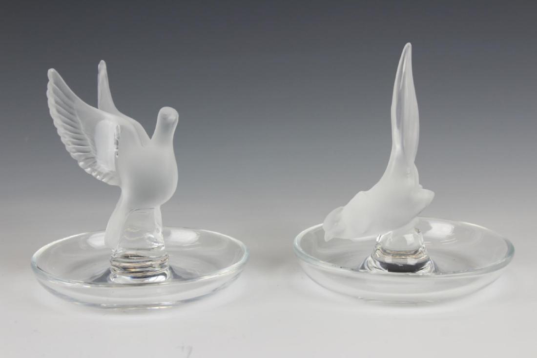 Pr LALIQUE FRENCH CRYSTAL BIRDS TRINKET DISHES (1 of 5)