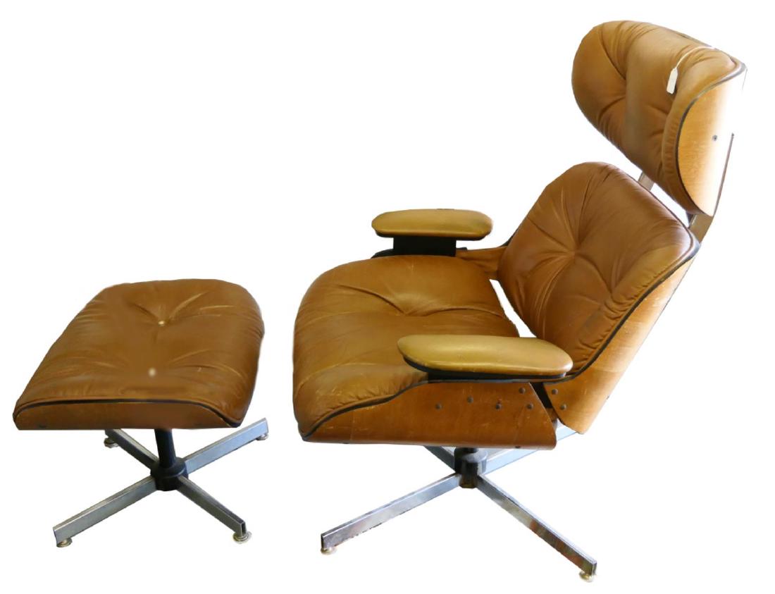 CHARLES & RAY EAMES STYLE LOUNGE CHAIR & OTTOMAN (1 of 7)