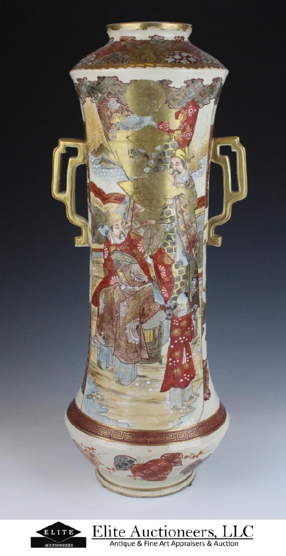 LARGE VINTAGE JAPANESE SATSUMA SAMURAI VASE (1 of 6)