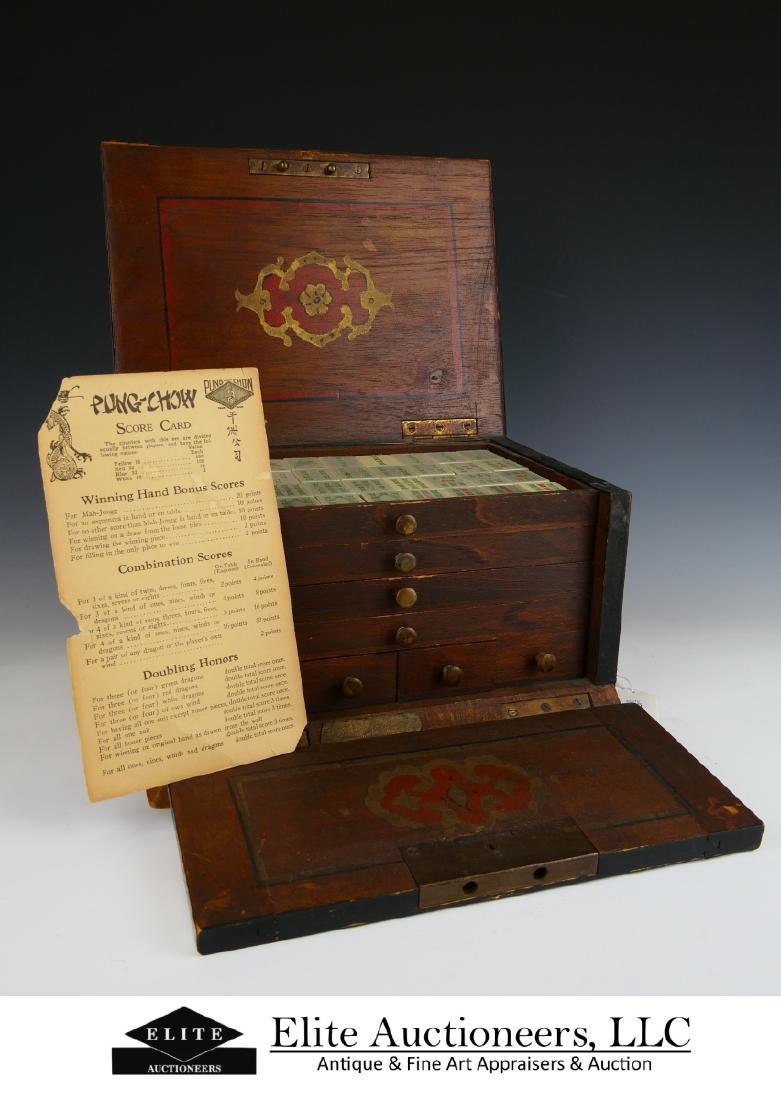 VINTAGE PUNG-CHOW WOODEN BOX MAHJONGG SET (1 of 8)