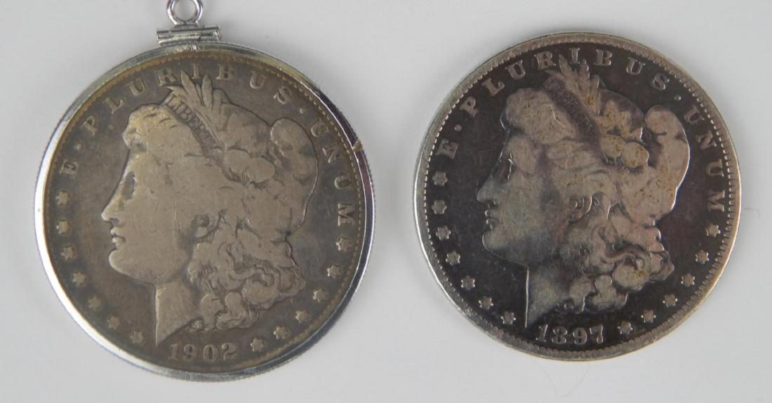 2 ANTIQUE ONE DOLLAR MORGAN SILVER DOLLAR COINS (1 of 3)