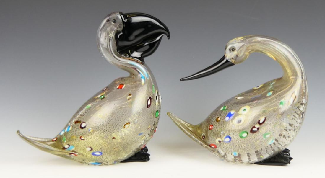 Pr MURANO SIGNED ART GLASS BIRD SCULPTURES (1 of 9)