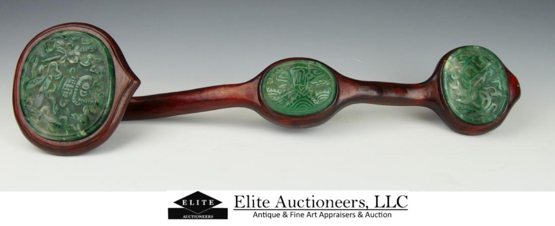 CHINESE CARVED JADEITE & WOOD SCEPTER (1 of 7)