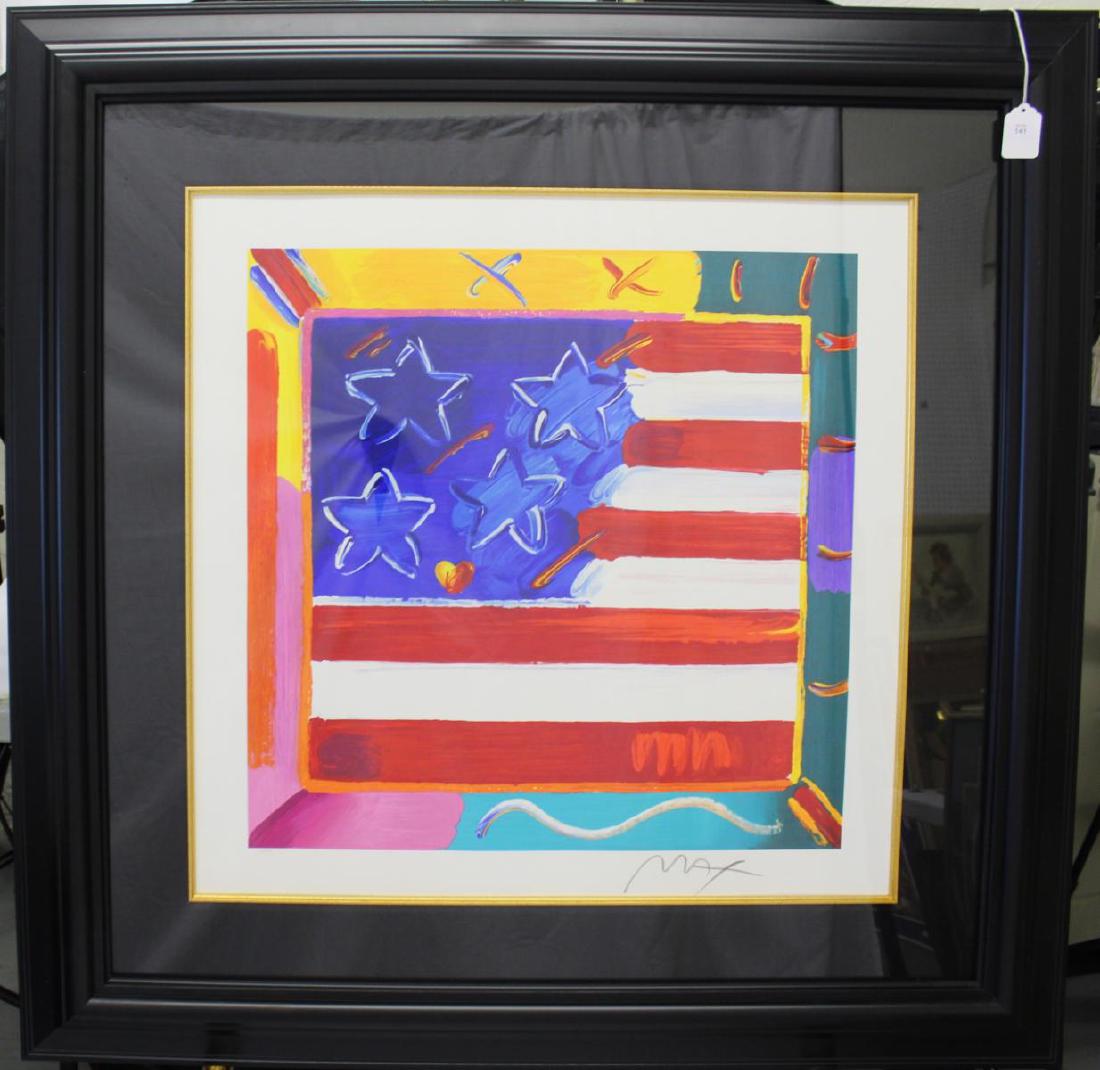 PETER MAX "FLAG WITH HEART" SIGNED SERIGRAPH (1 of 4)