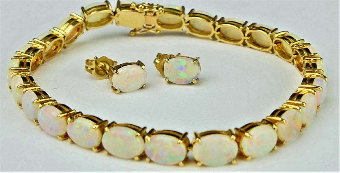 14K YELLOW GOLD CABOCHON OPAL DEMI-PARURE SET (1 of 12)