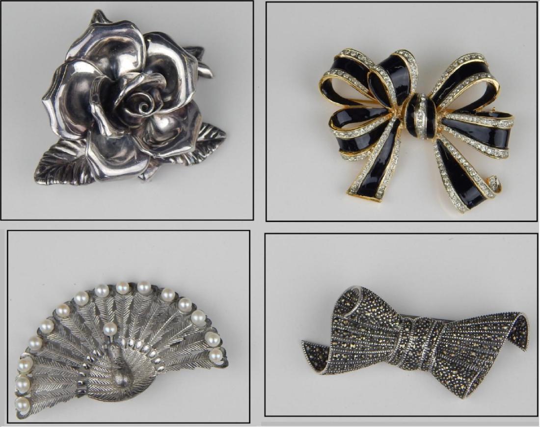3 STERLING SILVER FIGURAL BROOCH PINS + L'OFFICIEL (1 of 10)