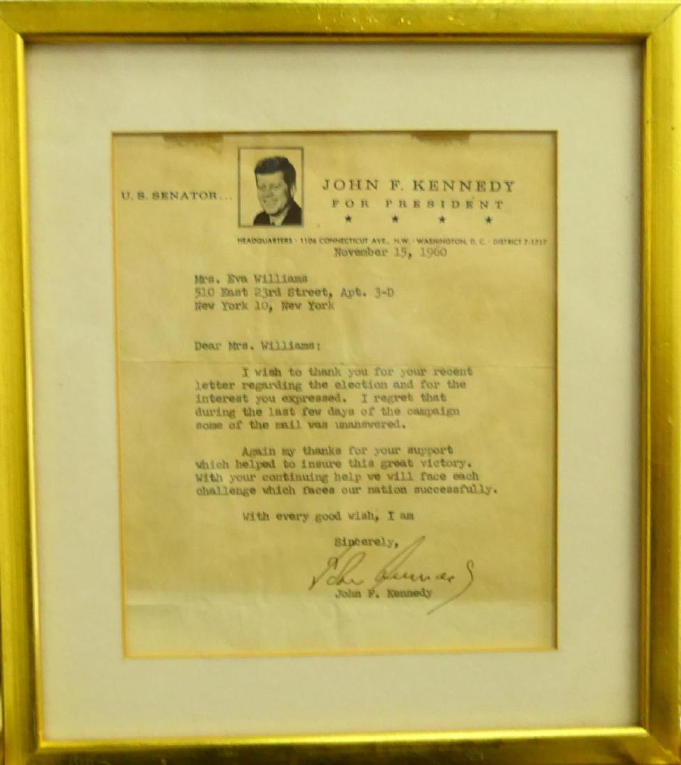 1960 JOHN F. KENNEDY SIGNED CAMPAIGN LETTER (1 of 4)
