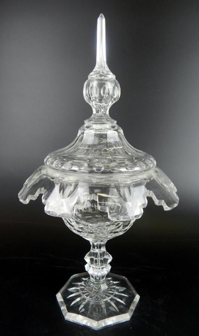 ANTIQUE CUT CRYSTAL FOOTED COVERED BOWL (1 of 8)