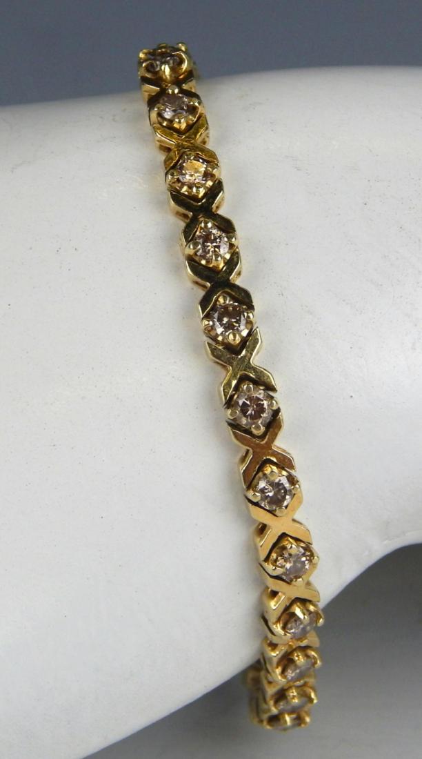 ESTATE 14KT Y. GOLD 1 1/2 CT DIAMOND XO BRACELET (1 of 8)