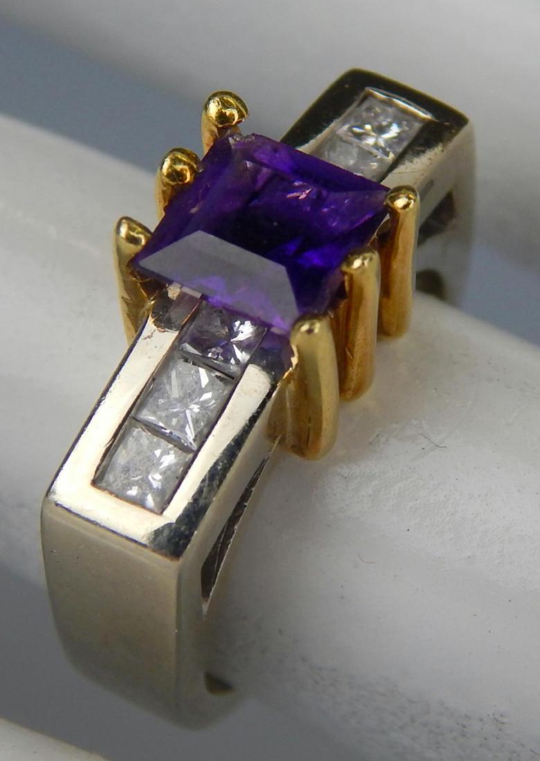 18KT & 14KT Y GOLD DIAMOND $ AMETHYST LADIES RING (1 of 9)