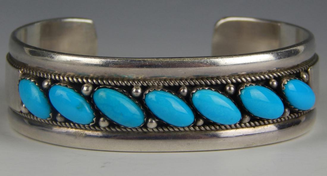 NATIVE AMERICAN TURQUOISE AND STERLING GRUNGSTUN (1 of 7)