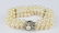 VINTAGE 14K WG DIAMOND 3 STRAND PEARL BRACELET - 3