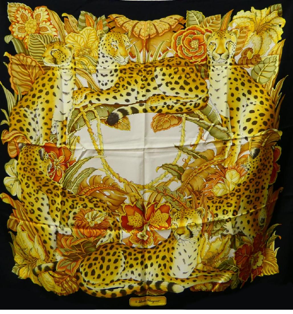 SALVATORE FERRAGAMO FLORAL LEOPARD SILK SCARF (1 of 6)