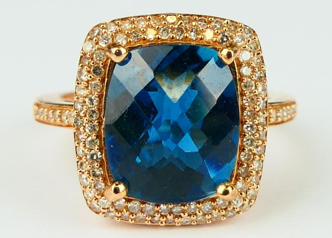 14KT Y GOLD TOPAZ AND DIAMOND LADIES RING (1 of 6)