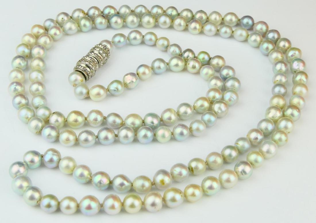 LONG SOUTH SEA PEARL NECKLACE DIAMOND GOLD CLASP (1 of 4)